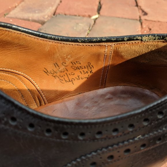 VTG Alan McAfee Mens Wingtip Shoes 11 C Black Leather Brogue England - Picture 11 of 16